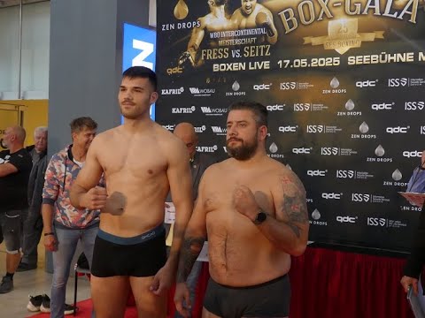 Boxen Michel Dobler vs Jan Uhrin Wiegen Face to Face Kampf 17 Mai 2025 Magdeburg Schwergewicht