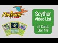 Scyther Video List - 26 (Gen 1-8) cards for the Pokémon Scyther. Gotta Catch Em All!