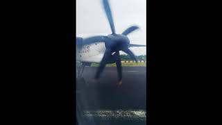 preview picture of video 'Full takeoff action SpiceJet Bombardier Dash 8 Q400 with Propeller sound'