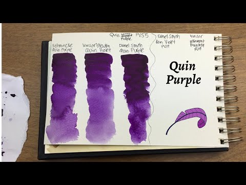 Watercolor Comparison of Quin Purple PV55: Daniel Smith, Winsor & Newton, and Schmincke