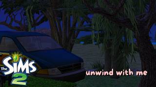 🌲🚘Sims 2 Rainy Forest Ambience 🌧️ Thunderstorm in the Forest, Car POV | Unwind With Me