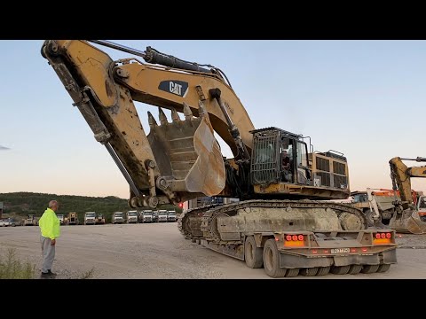 Transporting The Caterpillar 385C Excavator By Side - Fasoulas Heavy Transports