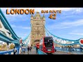 London Bus 42 Upper Deck Bus Ride Liverpool Street Station To East Dulwich Sainsbury S