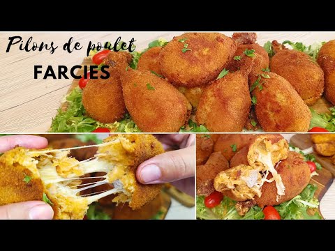 Reconstituted chicken drumsticks stuffed with potato and mozzarella