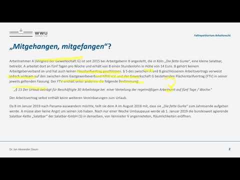 Klausurenkurs Arbeitsrecht: Einheit 07 (Rechtsquellen, Tarifvertrag, Betriebsübergang, Urlaubsrecht)