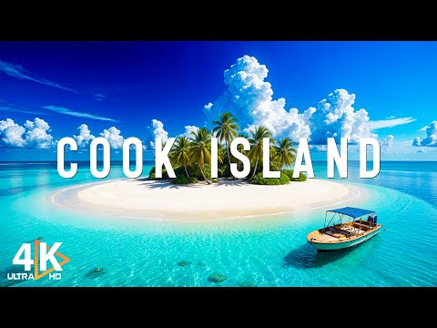 Cook Islands 4K - Relaxing Aerial Views of Turquoise Lagoons & Hidden Coves