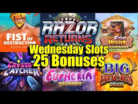 Thumbnail for video: Wednesdays Slot Session, 25 Bonuses in Total,