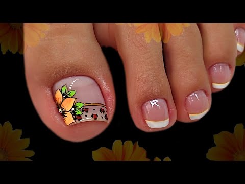 Diseño de uñas con FLOR 🌺 | MODELODE UÑAS PARA PIES 🦶