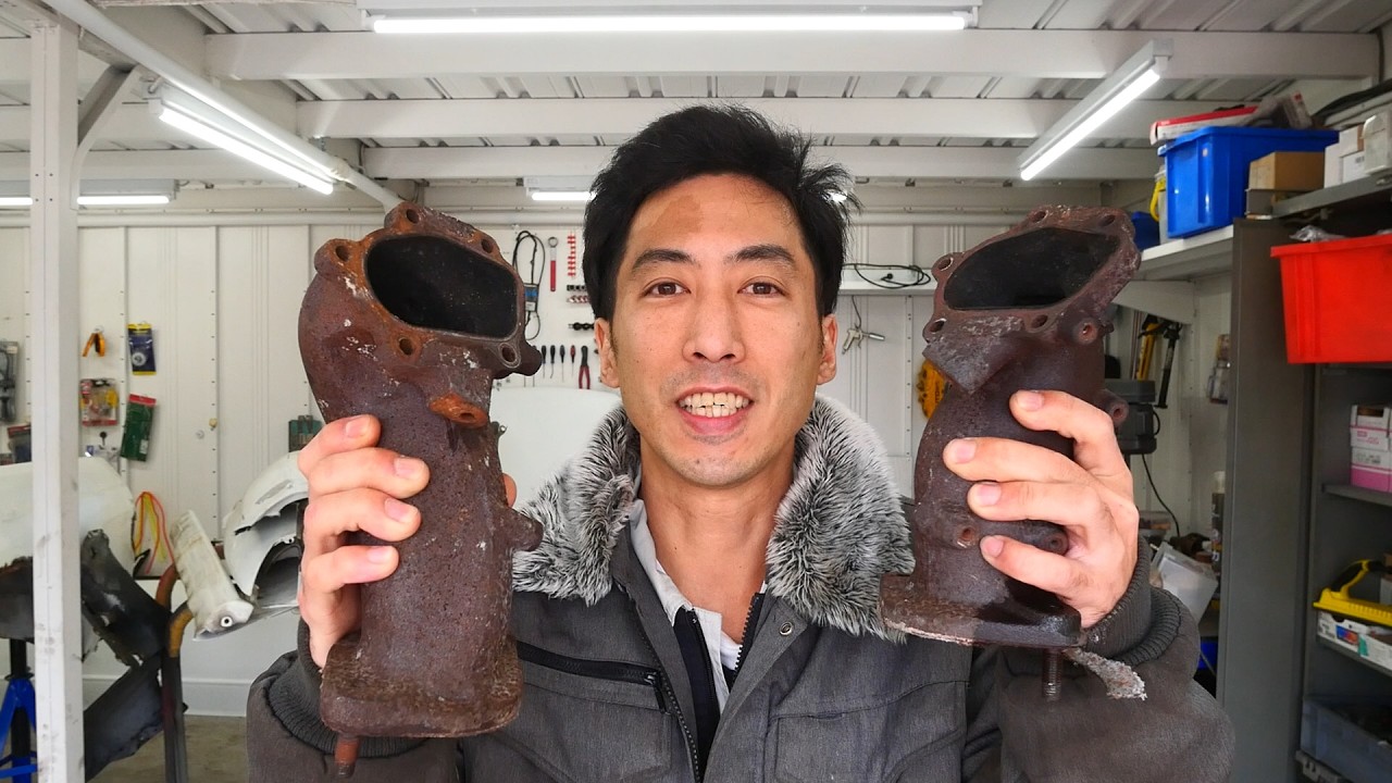 GT-Rのアウトレットパイプをブラストで錆落として耐熱塗装をする！