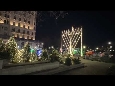 The World's Largest Hanukkah Menorah lit in New York City USA Jewish Chanukah December 25th 2022