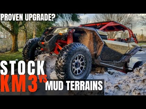 CanAm X3 Stock Tires Vs BfGoodrich KM3 Mud Terrains!