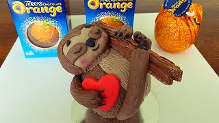 Terry’s chocolate orange sloth. Sloth cake decoration, easy tutorial. DIY edible valentines gift