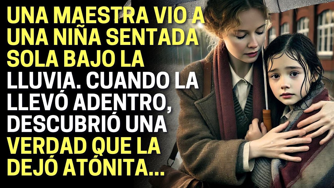 Una maestra vio a una niña sentada sola bajo la lluvia. Cuando la llevó adentro, descubrió una...