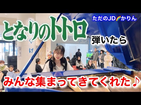 【ストリートピアノ】ジブリの名曲　となりのトトロ／My Neighbor Totoro を弾いたら、いろんな世代の人達が集まって来てくれました♪ ＠長浜駅青いピアノ