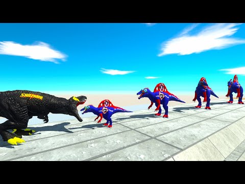 BATTLE 4 SIZE of CAPTAIN AMERICA SPINOSAURUS  - Animal Revolt Battle Simulator ARBS