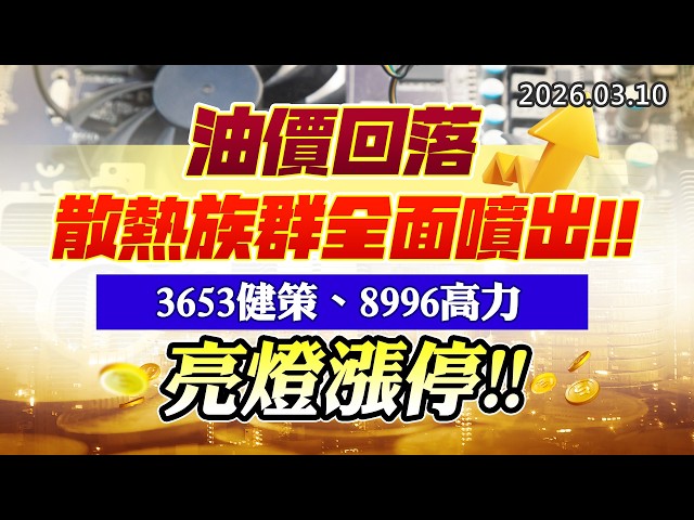 20260310《股市最錢線》#高閔漳 ”油價回落，散熱族群全面噴出，3653健策、8996高力亮燈漲停”
