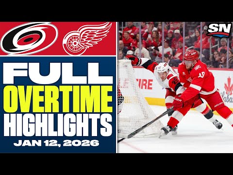 Carolina Hurricanes vs. Detroit Red Wings | FULL Overtime Highlights - January 12, 2026