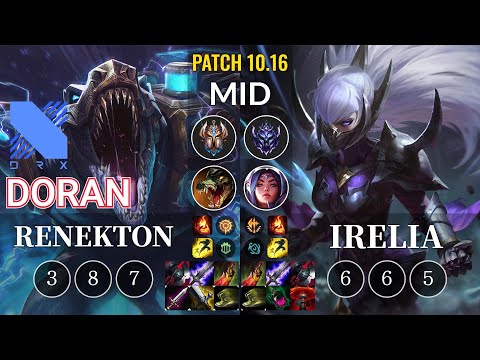 DRX Doran Renekton vs Irelia Mid - KR Patch 10.16
