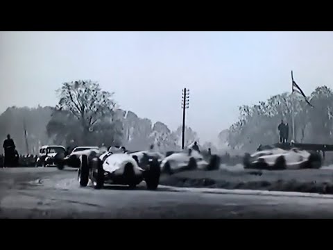 1938 Donington GP [60 fps] Tazio Nuvolari in Auto Union Type-D vs Mercedes W154s - British Pathé