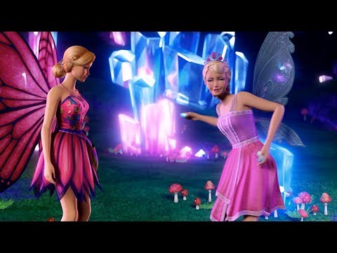 Barbie: Mariposa & the Fairy Princess: Rainbow Rocks skipping at GlowWater Falls
