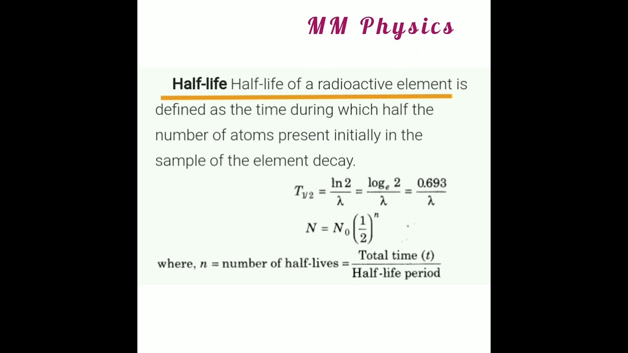 Half life of the radioactive element - Class 12 Physics
