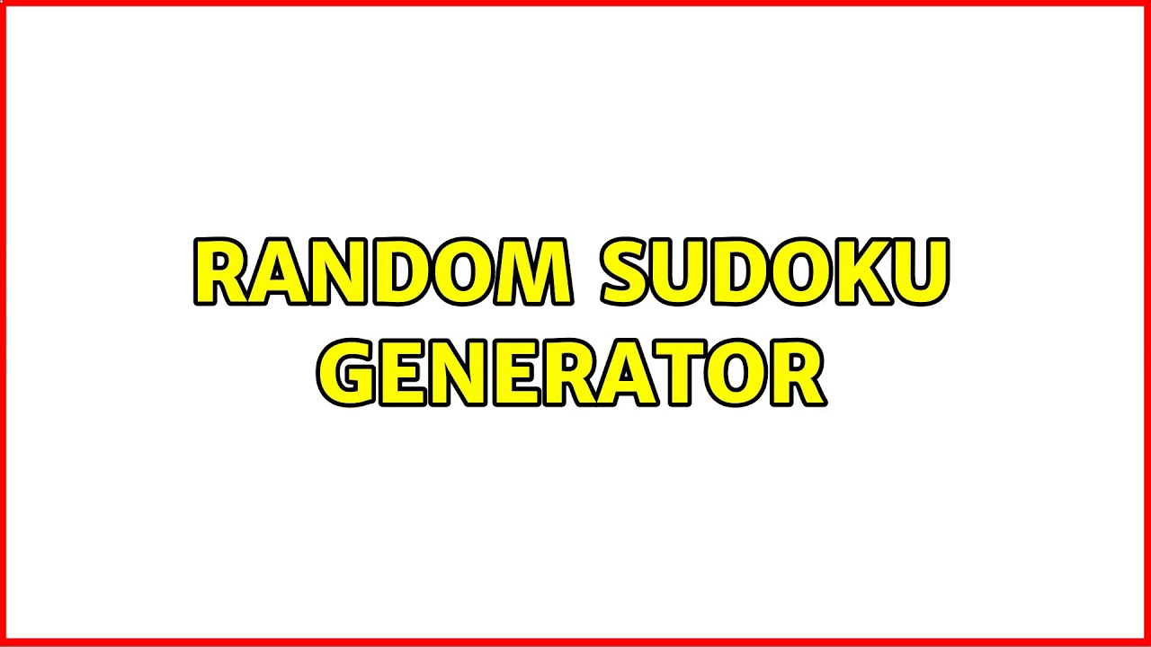 Random Sudoku generator