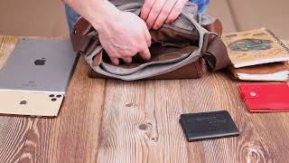 Практична горизонтальна чоловіча сумка з текстилю 21248 Vintage сіра