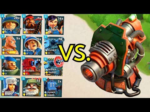 Boom Beach⚓ EVERY Troop vs. MAX. Boom Cannon! - Lazortron Special | #BoomBeachAllTroopsVersus