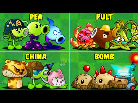 PvZ2 - 4 Team PEA x PULT x CHINA x POTATO - Who Will Win? Team Plant vs Team Plant.