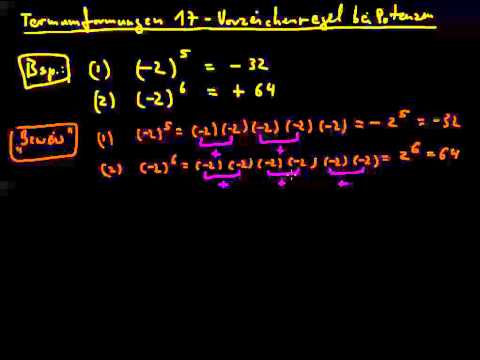 Termumformungen 17 - Vorzeichenregel bei Potenzen