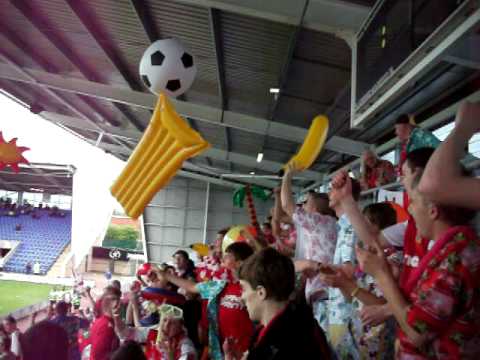 Morecambe fans away at Shrewsbury May 2010.