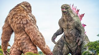 Giant Yeti Attacks Pink Godzilla in Hollow Earth