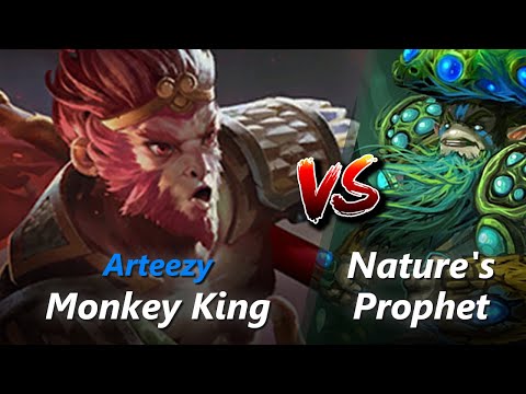 Arteezy safelane Monkey King vs Nature's Prophet/Tusk | First 10 minutes