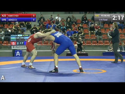 1/4 Final FS - 86 kg: Magomedgadzhi KHATIYEV (AZE) vs. Timofei XENIDIS (GRE)