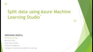 Split Data Using Azure Machine Learning Studio