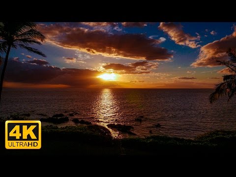 4K Hawaiian Sunset Video Relaxation Music and Ocean Sounds