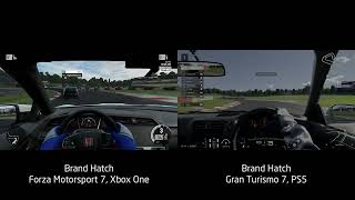 Forza Motorsport7 Xbox One vs GT7 PS5 - Brands Hatch - Honda Civic - Side by side Comparison