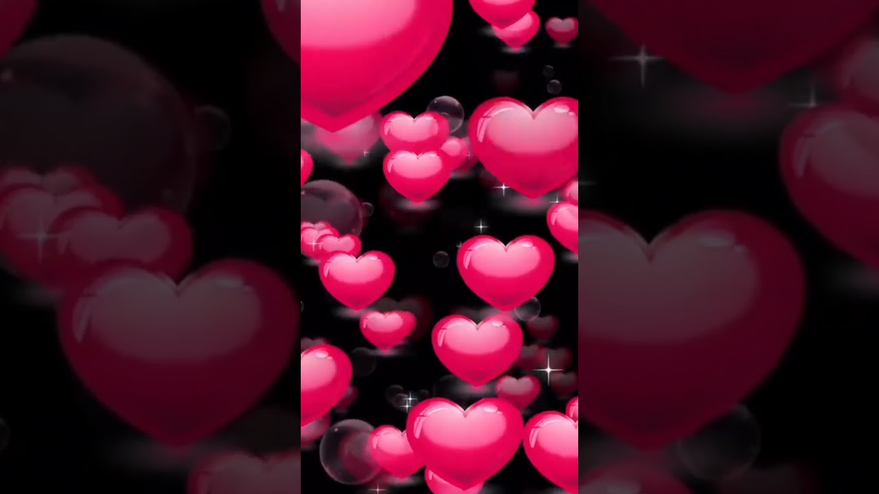 💖Beautiful Pink Love Heart Flying With Bubbles and Stars Background Video Loop - Wallpaper #shorts