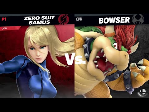 Super Smash Bros. Ultimate - 1vs1 with CPU9 (Zero Suit Samus - Bowser)