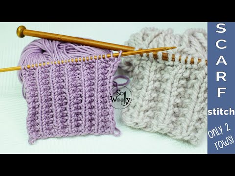 Easy Scarf knitting stitch pattern: Identical on both sides (only 2 rows) - So Woolly