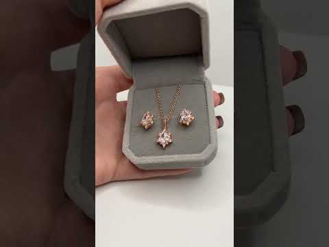 Подарок девушке набор "Алмазные капли в золоте" серьги и колье ювелирный сплав и цирконы в коробочке - фото 2 - id-p1797417903