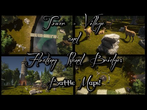 Battle Maps: Floating Island Bridge + Tower Village (Previews)