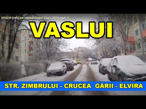 Orasul VASLUI traseu str Zimbrului - Traian - Crucea Garii - Centru video FHD ianuarie 2016 part 1