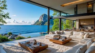 Morning Jazz In The Seaside Living Room During Summer - Soft Jazz And Ocean Waves Help Relax, Sleep