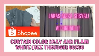 SHOPEE PLAIN CURTAIN GRAY AND WHITE SEE THROUGH 60x68 (150 x 172cm) WITH 8 RINGS MAGANDA ANG TELA