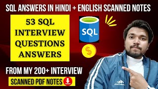 53 SQL Interview Questions Answers [Hindi+English] | Written Scanned Notes | My 200+ Interviews