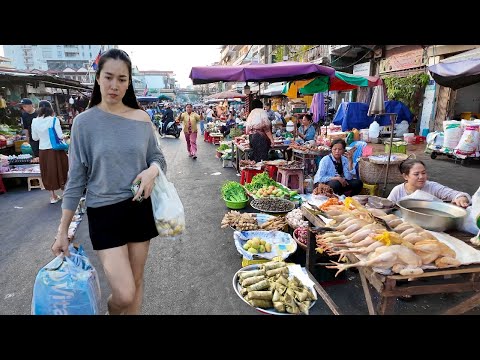 Best Walking Tour in CAMBODIAN Street Food 2026 - Evening Walk at Toul Tom Poung Market, Phnom Penh