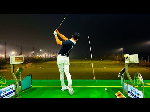 ASMR golf driving range session in South Korea 🇰🇷