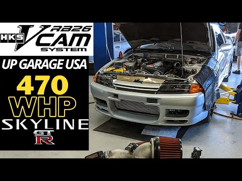 UP Garage USA Nissan Skyline GTR HKS VCAM dyno tuning 470whp