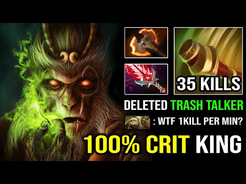 WTF 100% Crit Monkey King - 1Kill Per Min with First Item Battle Fury vs Trash Talking Enemy Dota 2